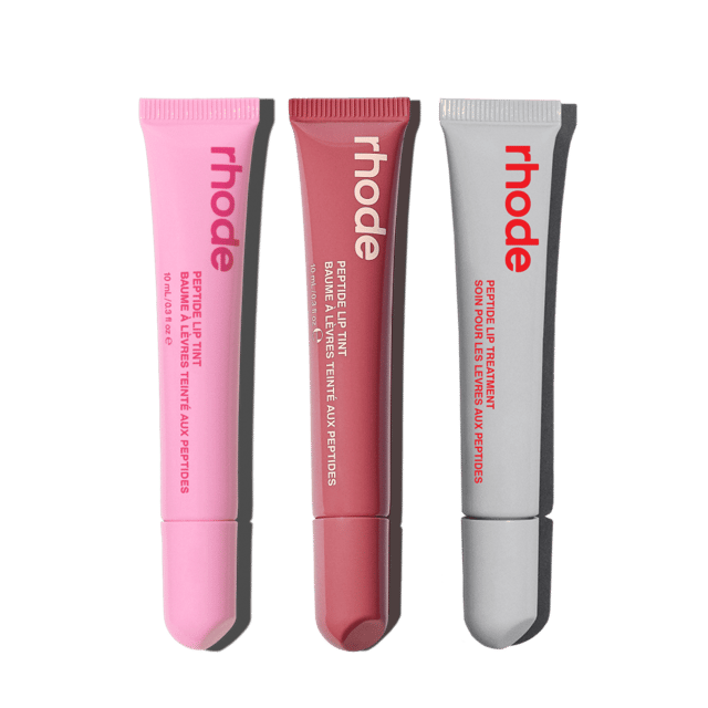the peptide lip trio strawberry glaze, jelly bean, salty tan