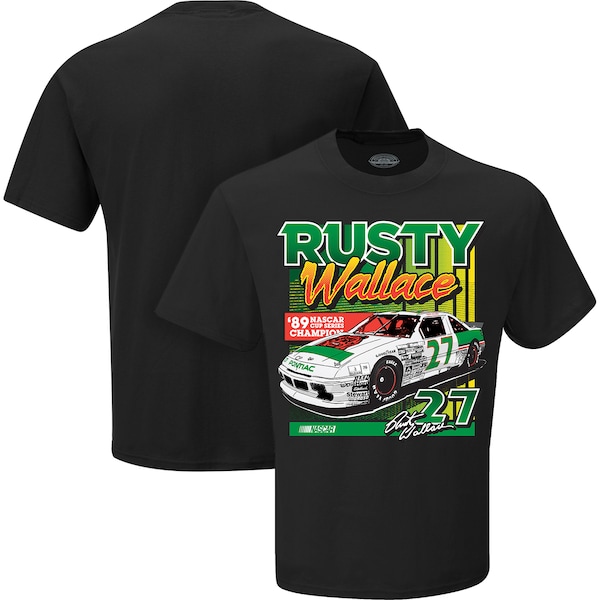 Men's Rusty Wallace Checkered Flag Black '89 NASCAR Cup Series Champion T-Shirt