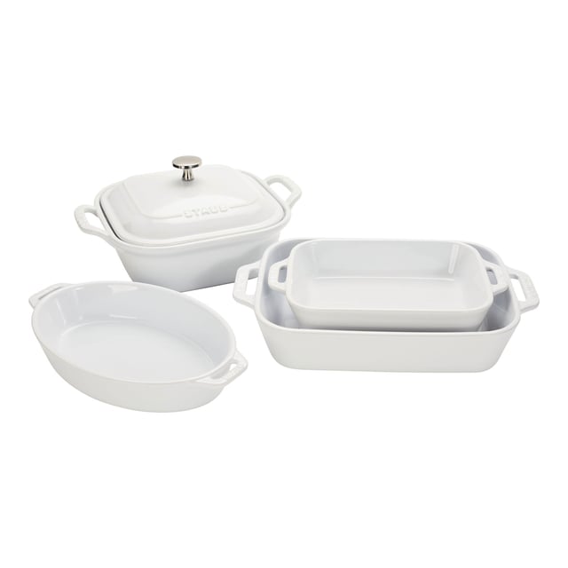 Staub Ceramic - Mixed Baking Dish Sets 5-pc, Mixed Baking Dish Set, white