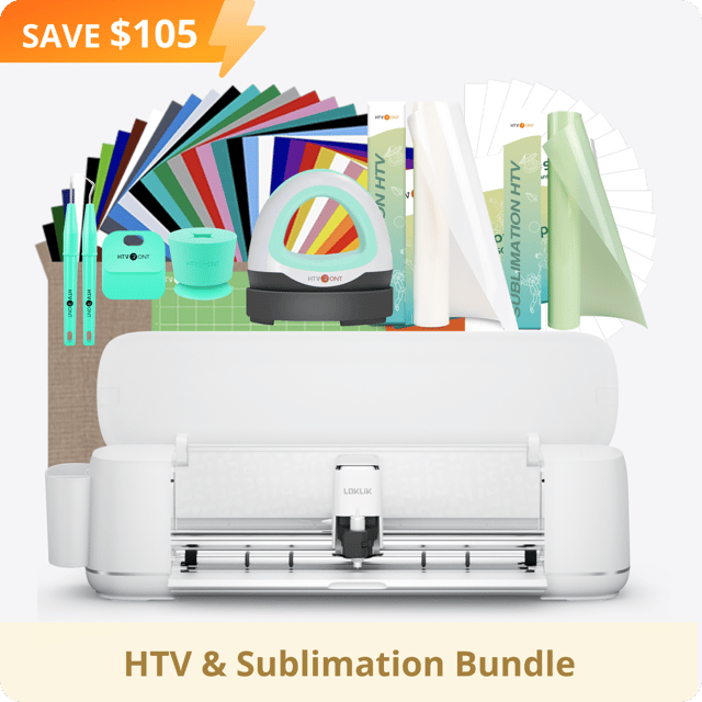 [HTV & Sublimation Bundle] LOKLiK iCraft™ Cutting Machine + HTV & Sublimation Bundle (mini heat press, 36 sheets HTV, 150 sheets sublimation paper, 2 rolls sublimation htv, weeding tools)
