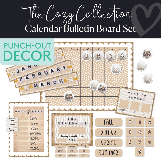 Neutral Calendar Bulletin Board Set | Cozy Collection