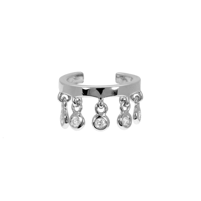 5 Hanging Diamond Bezel Ear Cuff