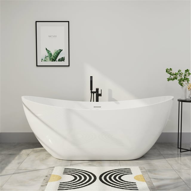 62 in. Acrylic Freestanding Soaking Slipper Bathtub