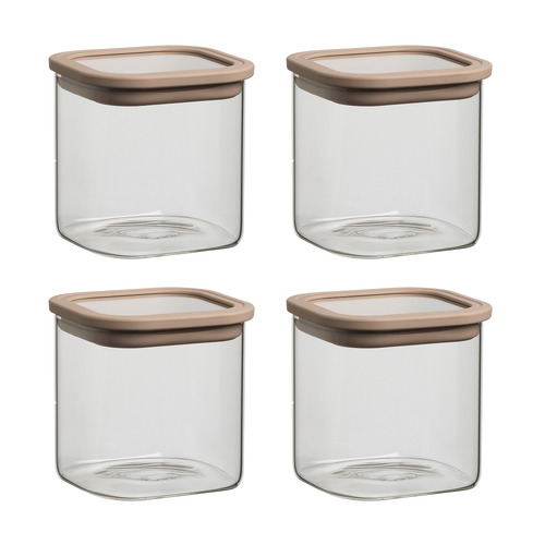 Store Square Glass Canisters (Set of 4)
