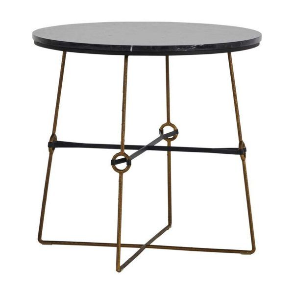 Stefan Iron & Black Marble Side Table