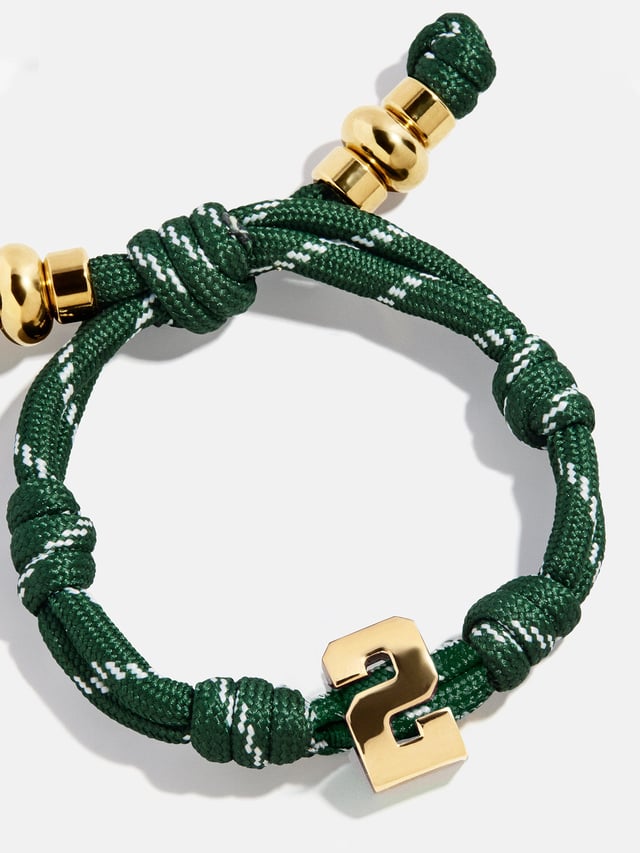 Knotty Varsity Number Custom Bracelet - Dark Green Single Digit