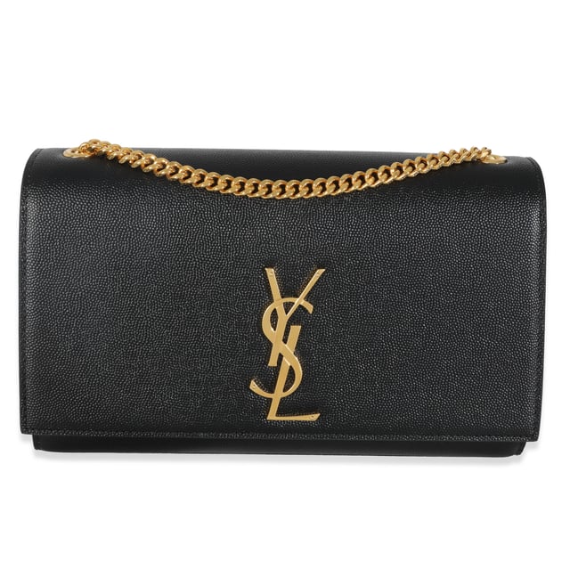 Black Grain De Poudre Medium Kate Chain Bag