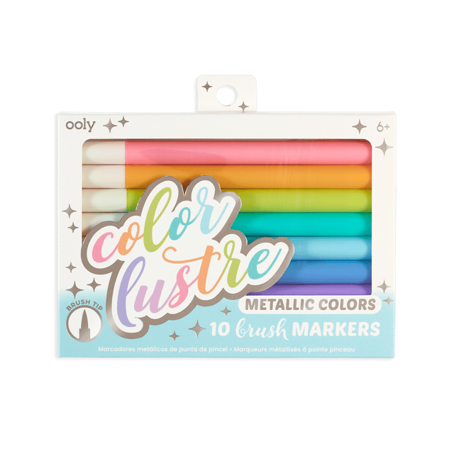 Color Lustre Metallic Brush Markers - Set of 10