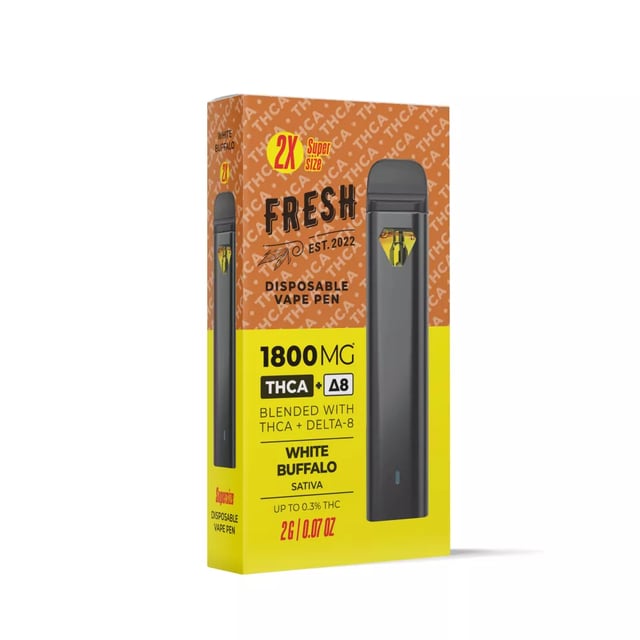 1800mg THCA, D8 Vape Pen - White Buffalo - Sativa - 2ml