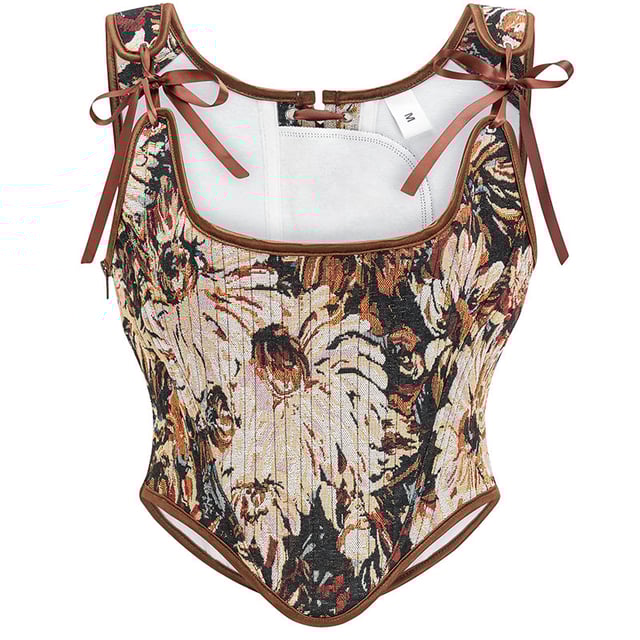 Womens Vintage Asymmetrical Hem Overbust Corset Lace-up Back Bustier Shapewear Top