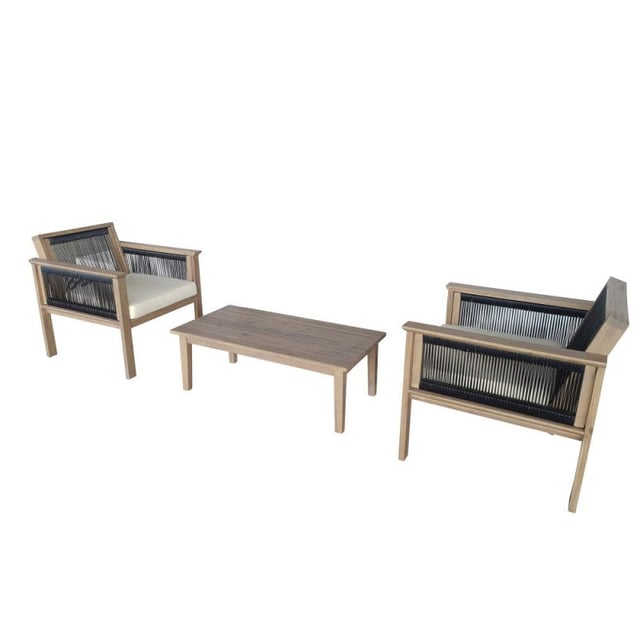 TK Classcis 3-Piece Acacia Conversation Set with 2 Armchairs