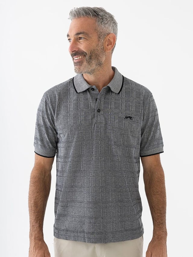 Cougars Jacquard Polo Silver Grid Jacquard