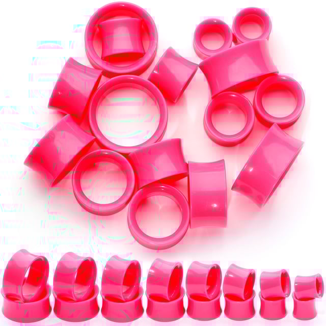 Pink Acrylic UV Saddle Tunnel Plug Set 12mm to 26mm