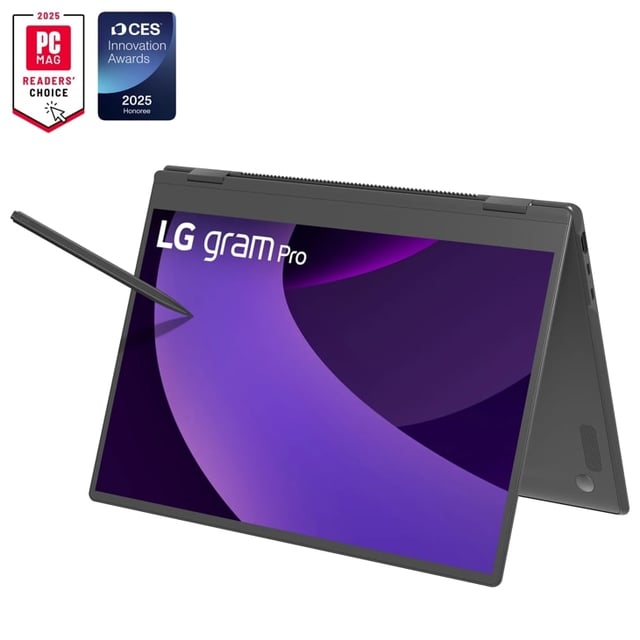 LG gram Pro 2-in-1 16", Thin and Lightweight Laptop, Windows 11 Home, Intel® Evo Edition - Intel® Core™ Ultra 7, 32GB RAM, 2TB SSD, Black