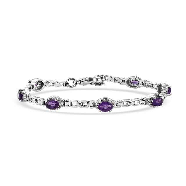 EverTrue African Amethyst 3.70 ctw Bracelet in Stainless Steel (7.00 In)