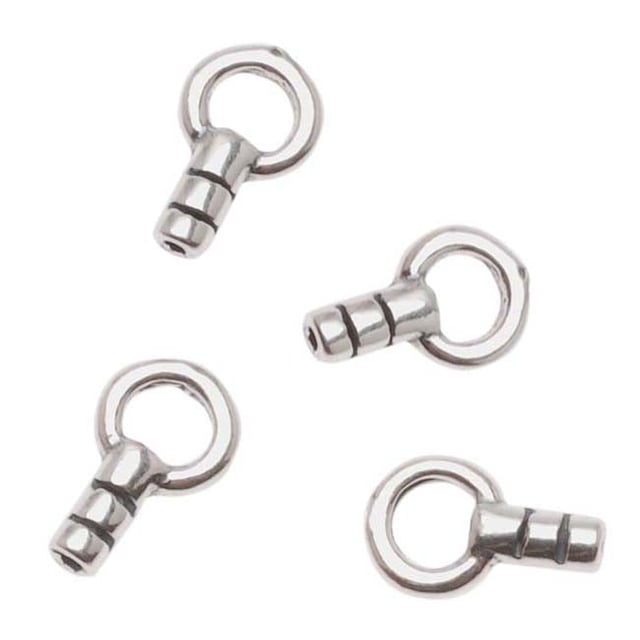 Beading Chain End Caps, Crimp Beads with Loop, Sterling Silver (4 Pieces)
