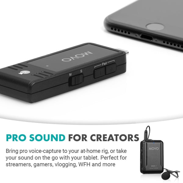 WMX-1-UL |  Wireless USB and USB-C Lavalier Microphone | Movo