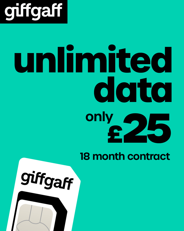 giffgaff SIM - Unlimited data for £25 - 18 Month Contract