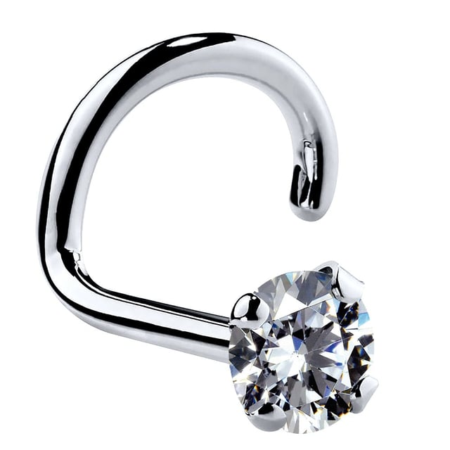 2.5mm Medium Cubic Zirconia 14K Gold Nose Ring