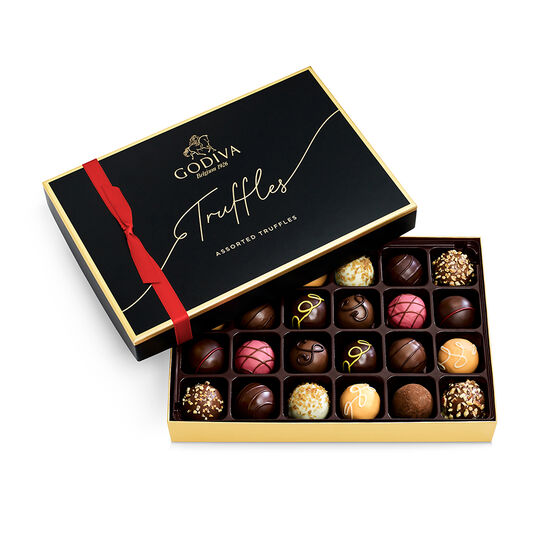 Signature Chocolate Truffles Gift Box, Red Ribbon, 24 pc.