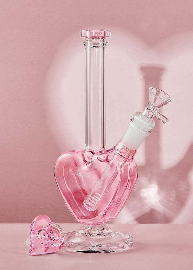 PINK HEART BONG with matching heart bowl
