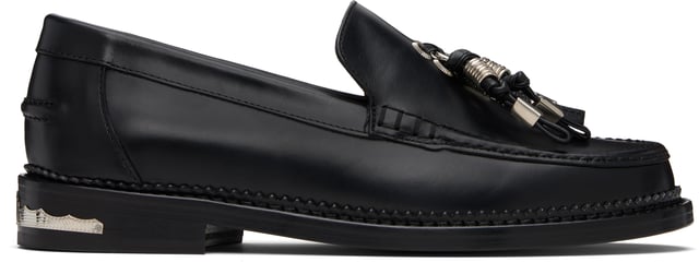 Black Hard Leather Loafers