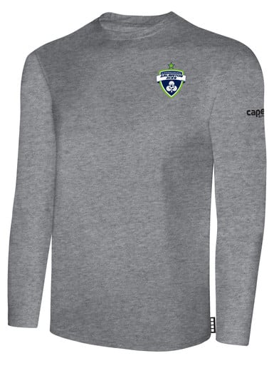 ARLINGTON ACES BASICS COTTON LONG SLEEVE T-SHIRT CREST ON WEARER'S LEFT CHEST LIGHT HEATHER GREY BLACK