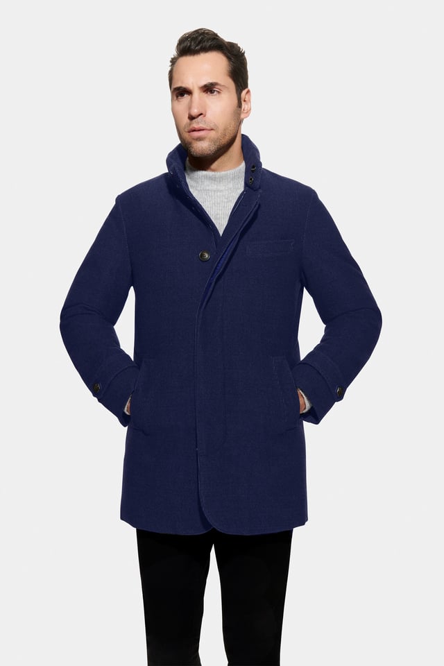 Soft Textured Hooded Car Coat, Navy