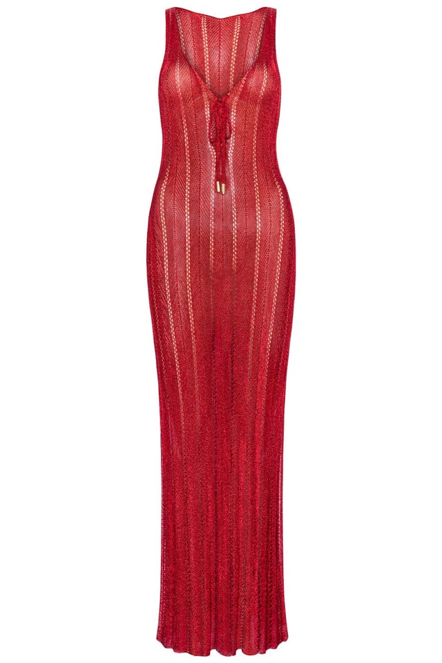 Red Metallic Dress