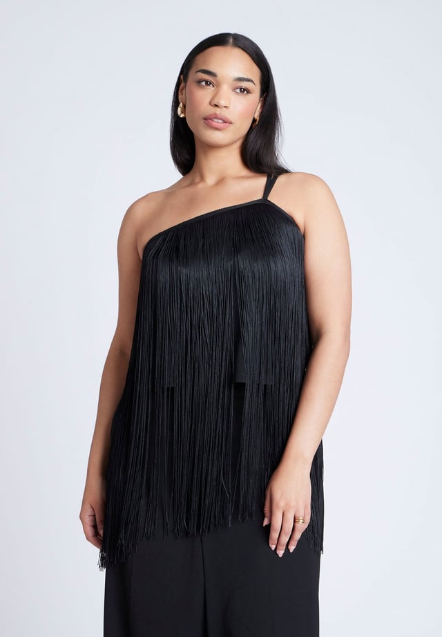 One-Shoulder Fringe Top