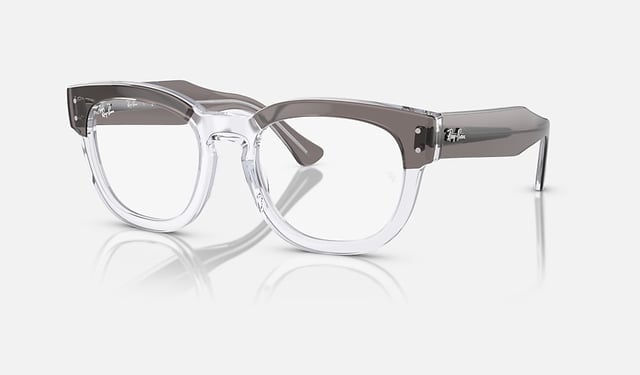 Ray-Ban Eyeglasses Unisex Mega Hawkeye Optics Prescription - Grey On Transparent Frame Clear Lenses 50-21 Polarized