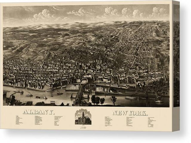 Antique Map of Albany New York by H.H. Rowley and Co. - 1879 Canvas Print