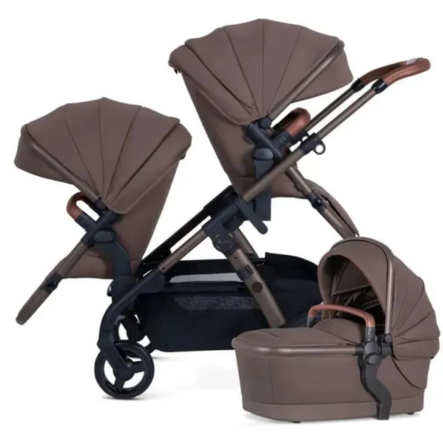 Silver Cross - Wave 3 Complete Stroller (Seat, Bassinet, & Tandem Seat), Caramel