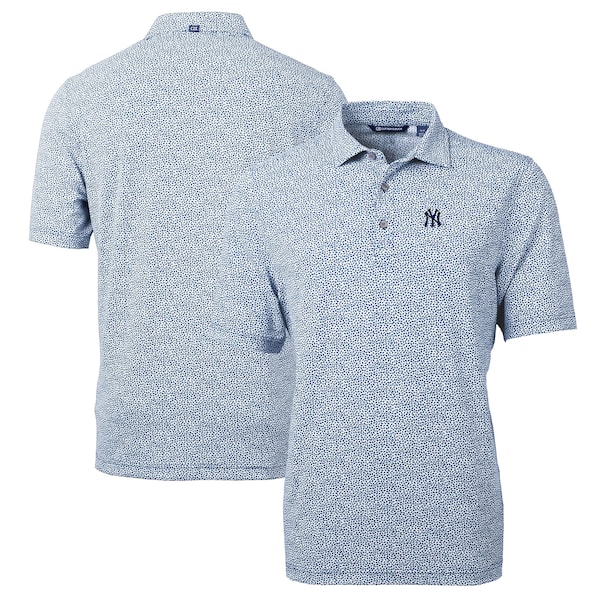 Men's New York Yankees Cutter & Buck Navy Virtue Eco Pique Botanical Print Recycled Polo
