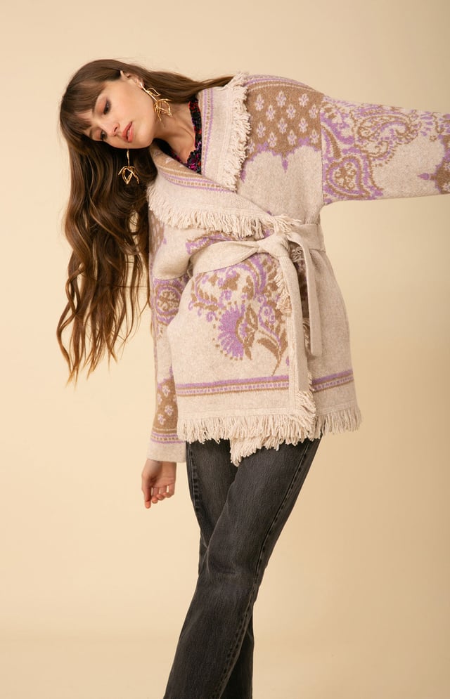Zelie Wool Blend Wrap Sweater