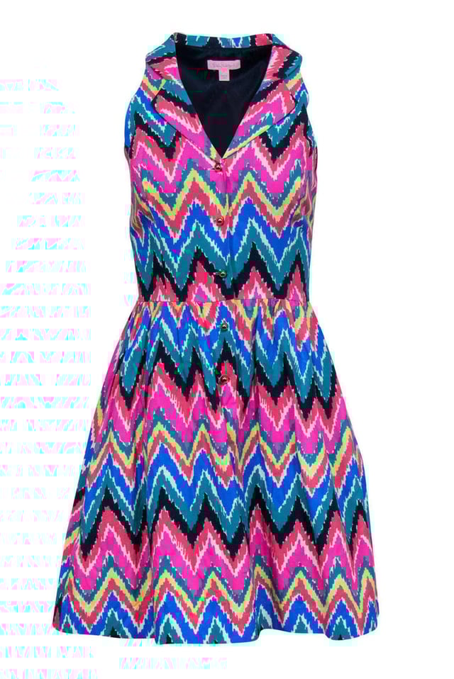 Lilly Pulitzer - Multicolored Zig-Zag Collared Dress Sz 2