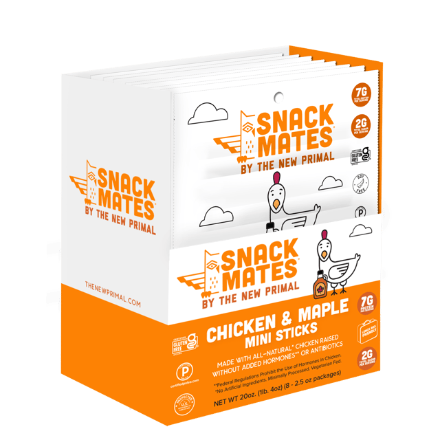 Snack Mates Chicken & Maple Mini Meat Sticks, All-Natural Chicken (8 Packs, 40 Mini-Sticks)