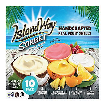 Island Way Handcrafted Assorted Fruit Sorbet, Variety Pack, 10 ct.