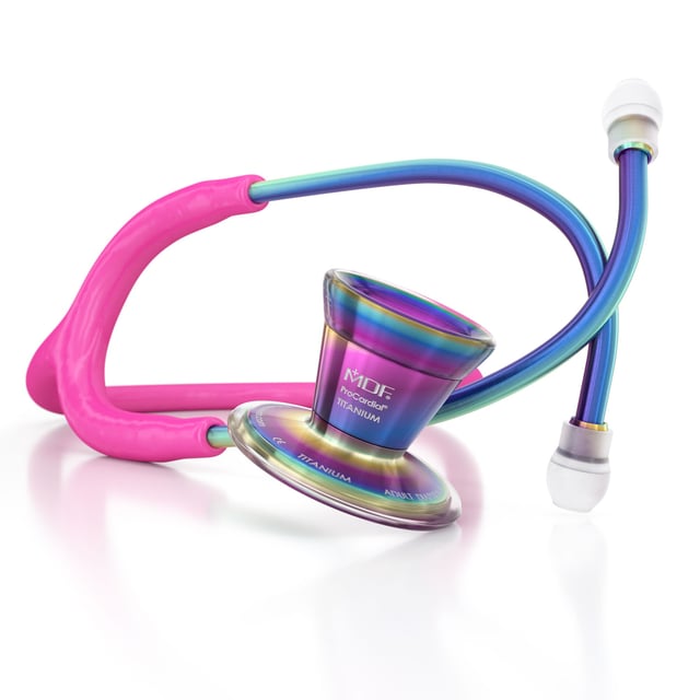 ProCardial® Titanium Cardiology Stethoscope - Bright Pink/Kaleidoscope