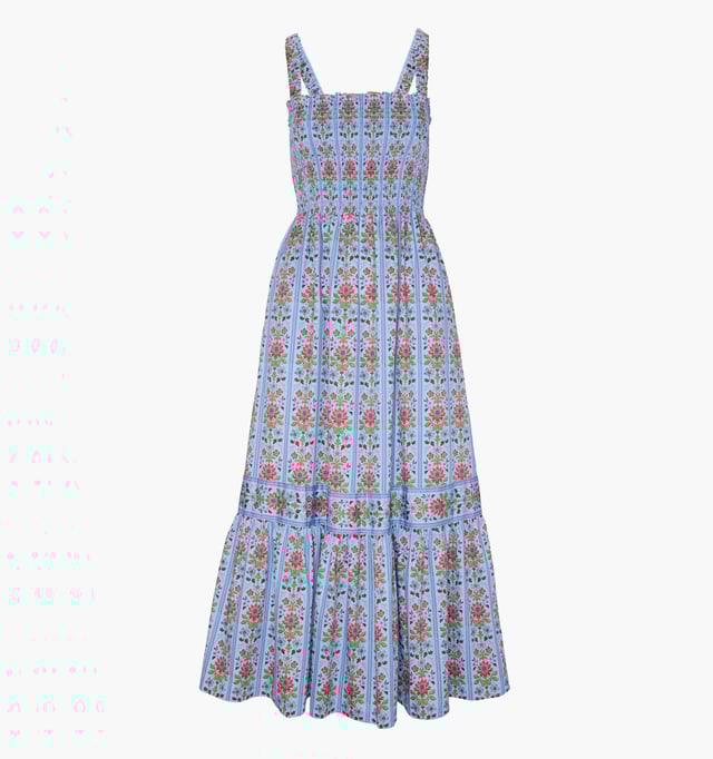 The Anjuli Nap Dress - Blue Floral Block Stripe