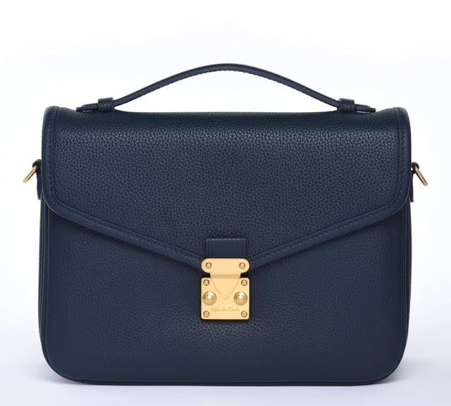 "Navy" Togo Leather - "Paris15" Satchel Crossbody bag