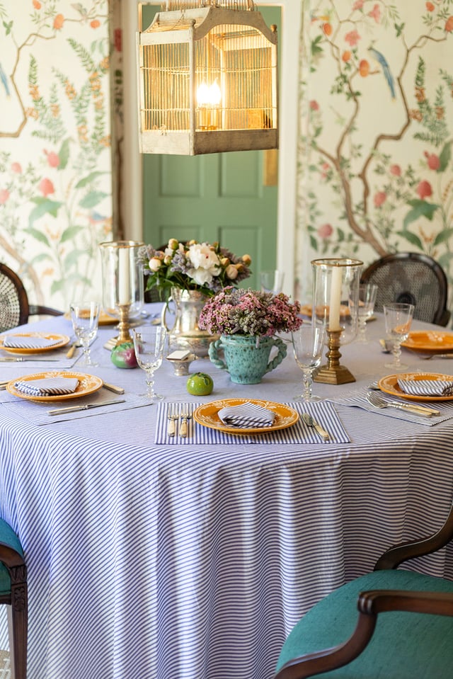Peacoat Ticking Stripe Tablecloth (Round & Rectangular)