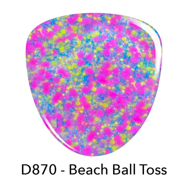 D870 Beach Ball Toss Blue Pink Glitter Dip Powder