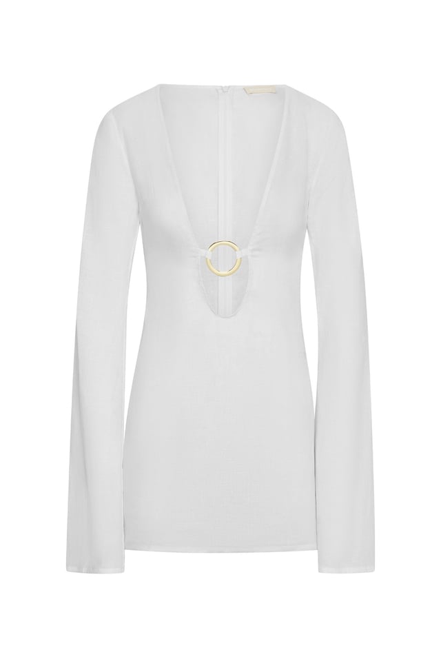 Montego Mini Dress - White Linen