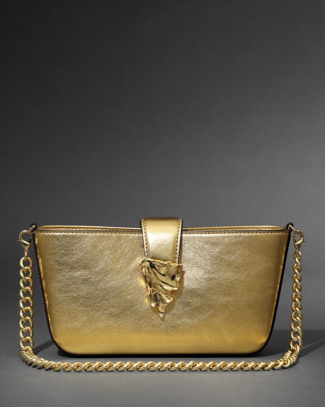 The Crumple Convertible Crossbody Bag- Gold