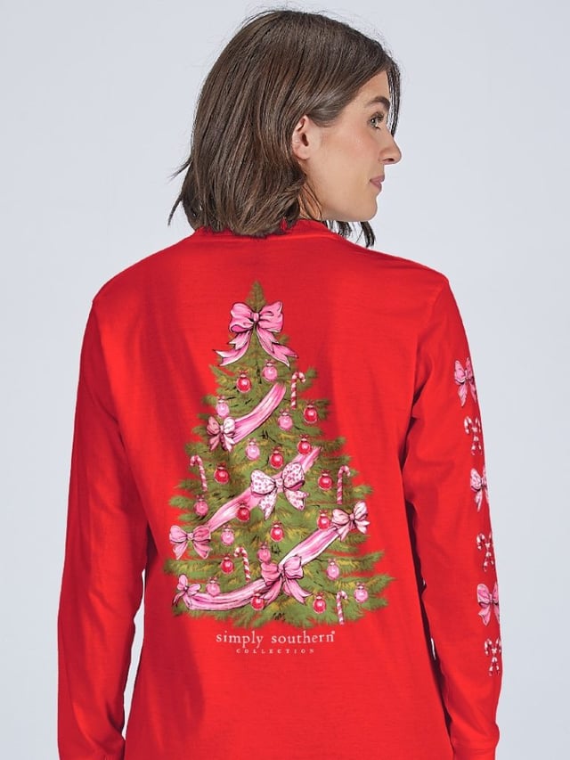 Simply Southern Bow Tree Holiday Long Sleeve T-Shirt