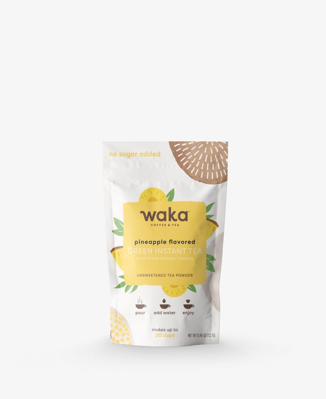 Unsweetened Pineapple Flavored Green Instant Tea Travel Size/Sample Packet (20 Servings)