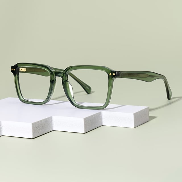 Vickerie Thin Green Glasses in Square Design | Zeelool