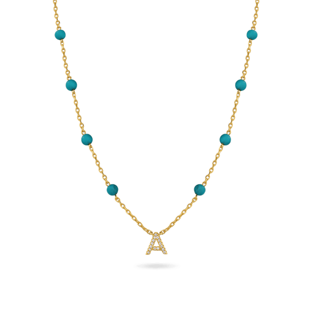 Turquoise 'True You' Initial Necklace
