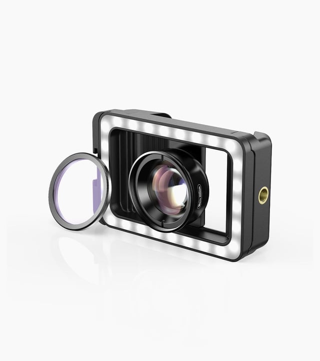 New 3 in 1 Mobile Phone Lens Clip and 100mm Macro Lens Kit with Fill Light